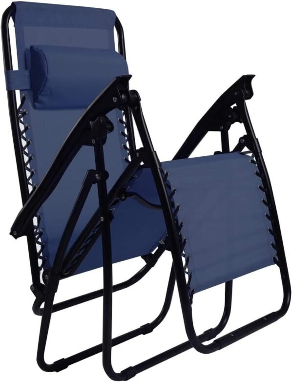 Folding Patio Lawn Beach Recliner Outdoor Zero Gravity Lounge Chair, 1 PC, Navy