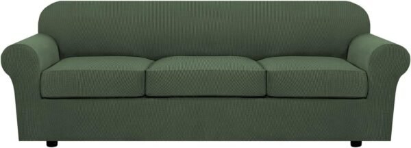 61zVo0JqQxL._AC_SL1500.jpg H.VERSAILTEX 3 Piece Stretch Sofa Covers for 2 Cushion Sofa Couch Covers for Living Room Furniture Cover (Base Cover Plus 2 Seat Cushion Covers) Thicker Jacquard Fabric(Large Sofa, Grey)