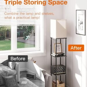 addlon Floor Lamp with Shelves, 4-Tier Modern Shelf Floor Lamp with 3CCT LED Bulb, Display Lamp for Living Room, Bedroom and Office - Black