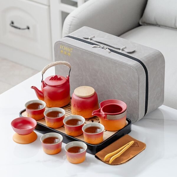 71-Ekfem0aL._AC_SL1500.jpg Asian tea set |Kungfu tea sets |Ceramic Portable tea set |tea sets for adult |13-piece withgrey leather case |Tea set gift for Home, Outdoor, Business (Ceramic-Black teaset)