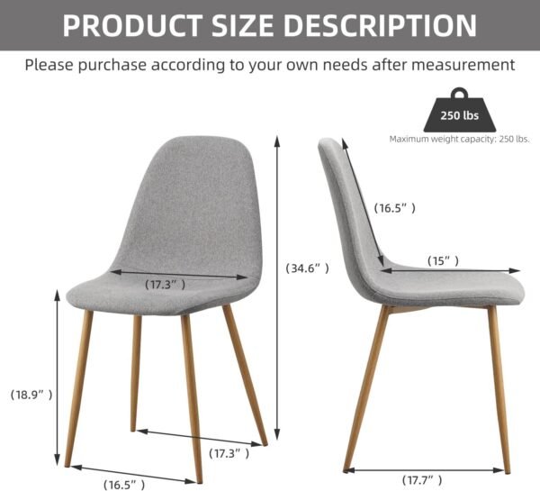 Dining Chairs Set of 4,Modern Upholstered Dining Room Chairs, Kitchen Chairs with Metal Legs, Comfortable Kitchen Chairs for Dining Room Kitchen Bedroom Cafe Bistro Restaurant,Grey