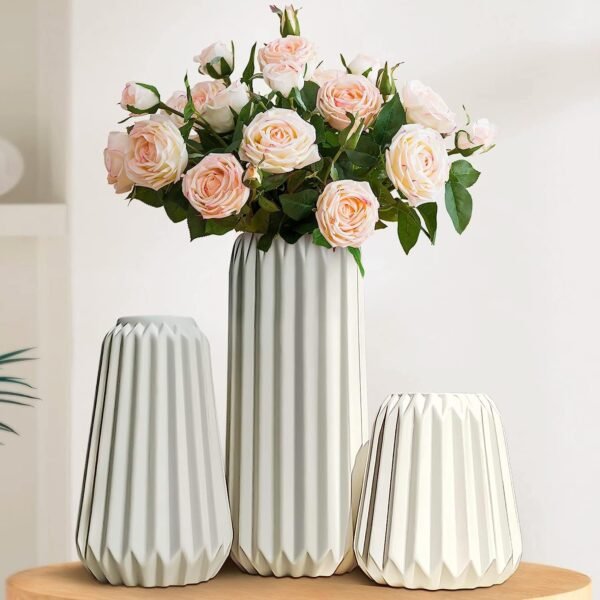 7105HwT3CNL._AC_SL1500.jpg White Ceramic Vase -Set of 3 Boho for Modern Home Decor,Nordic Minimalism Decor Office Entryway Living Room Centerpiece Table Decorations Vases