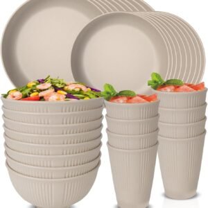 710AremKHSL._AC_SL1500.jpg 48 Pcs Dinnerware Sets, Unbreakable Plates and Bowls Sets, Reusable Dinnerware Sets for 4 People, Travel Camping Picnic Home Party Cutlery Set, Dishwasher Microwave Safe Dishes