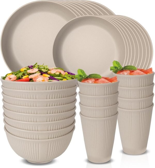 710AremKHSL._AC_SL1500.jpg 48 Pcs Dinnerware Sets, Unbreakable Plates and Bowls Sets, Reusable Dinnerware Sets for 4 People, Travel Camping Picnic Home Party Cutlery Set, Dishwasher Microwave Safe Dishes