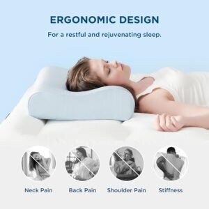 Bedsure Breescape Cervical Neck Pillow for Pain Relief - Contour Memory Foam Pillows for Sleeping, Odorless Ergonomic Pillow Adjustable Orthopedic Neck Support Pillow for Side, Back & Stomach Sleeper
