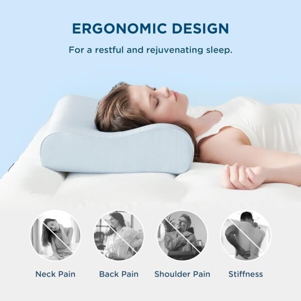Bedsure Breescape Cervical Neck Pillow for Pain Relief - Contour Memory Foam Pillows for Sleeping, Odorless Ergonomic Pillow Adjustable Orthopedic Neck Support Pillow for Side, Back & Stomach Sleeper
