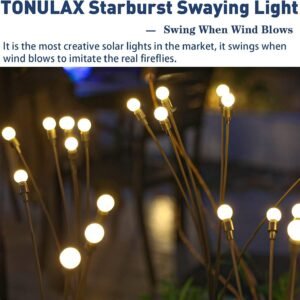 710ffUiqrdL._AC_SL1500.jpg TONULAX Solar Garden Lights - New Upgraded Solar Swaying Light, Sway by Wind, Solar Outdoor Lights, Yard Patio Pathway Decoration, High Flexibility Iron Wire & Heavy Bulb Base, Warm White(2 Pack)