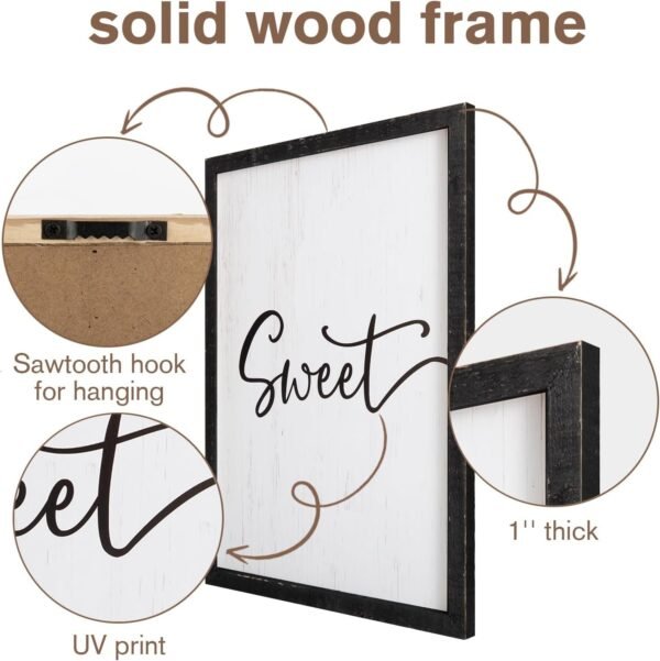 Sweet Dreams Wall Decor Above Bed 16''×12'' Set of 3 Farmhouse Bedroom Decor Wood Guest Room Decor Framed Wall Art (black frame)