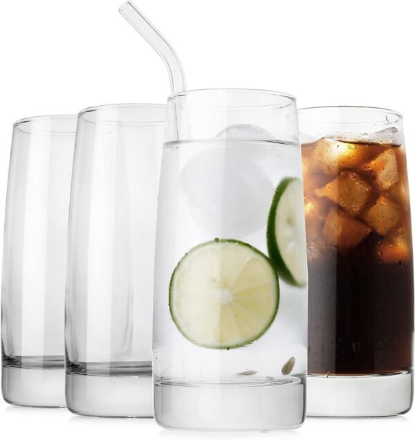 LUXU Drinking Glasses 19 oz, Thin Highball Glasses Set of 6,Clear Tall Glass Cups For Water, Juice, Beer, Drinks, and Cocktails and Mixed Drinks