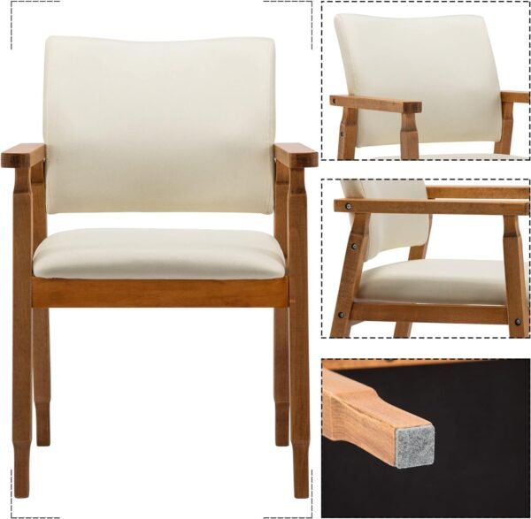 710rAHPjUnL._AC_SL1500.jpg thksbought Mid Century Modern Walnut Dining Chairs Wood Arm Beige Fabric Kitchen Cafe Living Room Decor Furniture