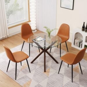 Dining Chairs Set of 4,Modern Upholstered Dining Room Chairs, Kitchen Chairs with Metal Legs, Comfortable Kitchen Chairs for Dining Room Kitchen Bedroom Cafe Bistro Restaurant,Grey