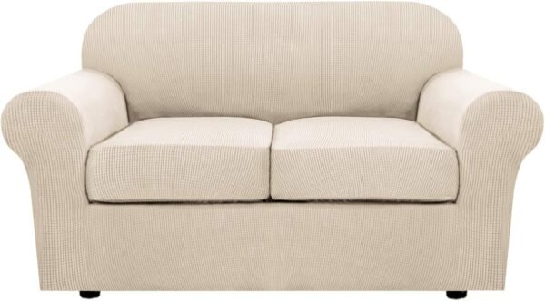 711oDNFRJOL._AC_SL1500.jpg H.VERSAILTEX 3 Piece Stretch Sofa Covers for 2 Cushion Sofa Couch Covers for Living Room Furniture Cover (Base Cover Plus 2 Seat Cushion Covers) Thicker Jacquard Fabric(Large Sofa, Grey)