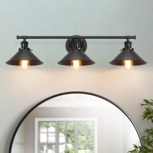 Alynzee 2 Light Bathroom Vanity Light Fixtures,Farmhouse Wall Sconce Matte Black Finish Industrial Bathroom Vanity Lighting for Bathroom Kitchen Living Room Workshop Cafe