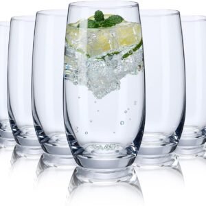 CUKBLESS Iridescent Drinking Glasses Set of 6 - Crystal Highball Water Glasses - Glass Cups for Water, Juice, Beverage, Mojito-15 Oz