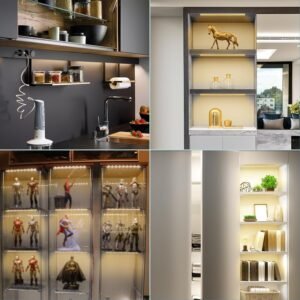 712uK6VMbML._AC_SL1500.jpg 4PCS x 12inch Display Cabinet Lights Warm White, Dimmable LED Shelf Lighting with Memory Function, Bookshelf Lighting, LED Lights for Display Case/Pantry/Closet/Safe, 3000K