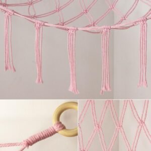 Large Stuffed Animal Hammock Corner Net for Toys Storage Hanging Stuff Animal Organizer Holder Pink Girls Living Room Bedroom Boho Nursery Dorm Decor