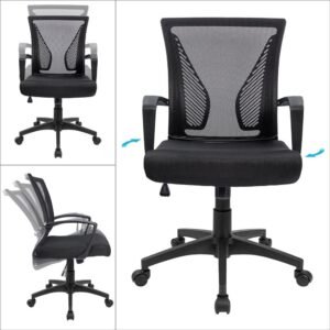 714q9EfMFnL._AC_SL1000.jpg Furmax Office Chair Mid Back Swivel Lumbar Support Desk Chair, Computer Ergonomic Mesh Chair with Armrest (Black)