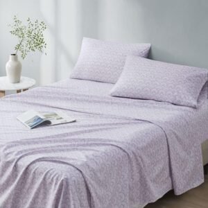 Comfort Spaces 100% Cotton Sheet Set Breathable, Lightweight, Soft with 14" Elastic Pocket Fits up to 16" Mattress, All Season Cozy Bedding, Matching Pillow Case, Queen Good Vibes 4 Piece