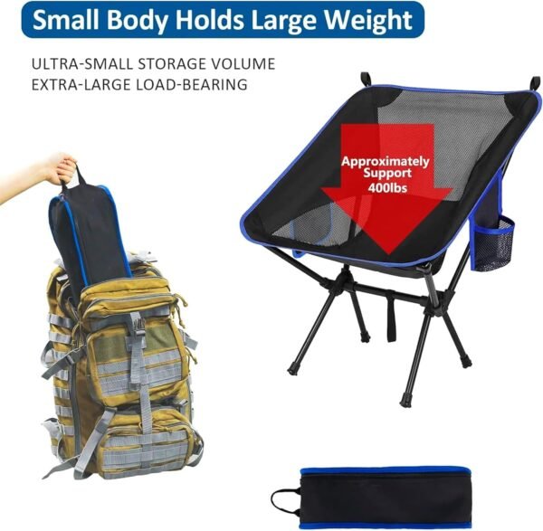 Nestling Portable Camping Chair, Lightweight Folding Chair Beach Chair with Side Pockets for Outdoor Camp, Backpacking, Travel, Beach, Picnic, Hiking
