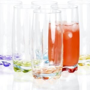 Vibrant Splash Water, Beverage Highball Glasses, 13.25 Ounce - Set of 6