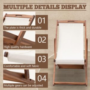 715hEWnHQ8L._AC_SL1500.jpg Patio Lounge Chair Outdoor Beach Chair Set of 2, Beach Sling Chair Patio Chairs Set of 2 , Wooden Folding Outdoor Chairs for Outside, 3 Level Height Adjustable, Portable Reclining Beach Chair