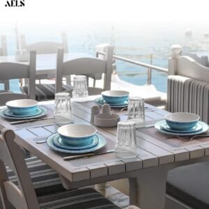 71754OiY_1L._AC_SL1500.jpg AELS Melamine Dinnerware Set of 12 Pcs Dinner Dishes Set for Indoor and Outdoor Use, Dishwasher Safe, Lightweight Unbreakable, BPA Free, Light Blue