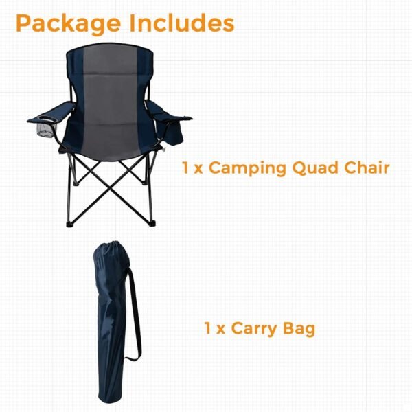 717JNVfGdtL._AC_SL1500.jpg Quad Camp Chair w/ Built-In Cooler and Cup Holder, Includes Carry Bag - Navy/Gray