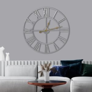 Sorbus Large Wall Clock for Living Room Decor, (40CM) 16 Inch Wall Clock Decorative, Metal Analog Roman Numeral Wall Clock Modern Wall Clocks - Large Clock Home Decor (Gold)
