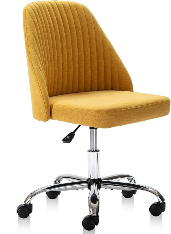 Sweetcrispy Armless Office Chair Cute Desk Chair, Modern Fabric Home Office Desk Chairs with Wheels Adjustable Swivel Task Computer Vanity Chair for Small Spaces