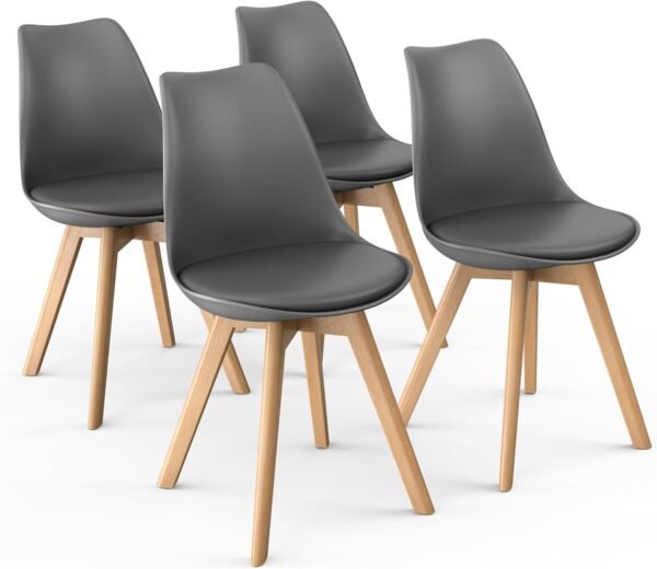 Mid-Century Modern Lounge Chair Set of 2 - High Back Rest, Soft Padded Seats & Solid Wood Legs - Dining, Living Room, Kitchen - DSW Shell Tulip Chair - White