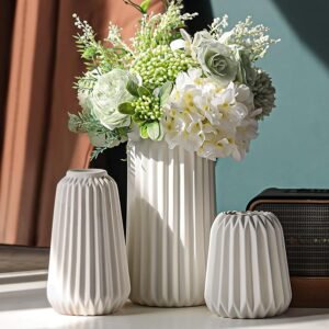 718mSV_B_QL._AC_SL1500.jpg White Ceramic Vase -Set of 3 Boho for Modern Home Decor,Nordic Minimalism Decor Office Entryway Living Room Centerpiece Table Decorations Vases