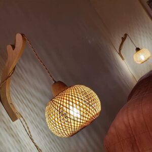 719EqLg9cLL._AC_SL1500.jpg Frideko Bamboo Lantern Plug in Wall Sconces Wicker Wall Lamp with Plug in Cord Hand Woven Rattan Wall Light Farmhouse Rustic Wall Sconces Boho Sconces Wall Lighting for Living Room Bedroom