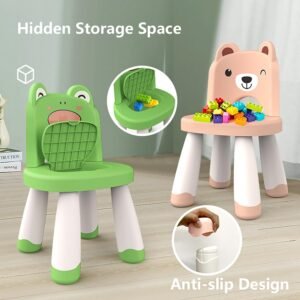 Kids Plastic Chair, Durable and Lightweight Kids Chair,11" H Seat, Indoor or Outdoor Use for Toddlers Boys Girls Birthday Gifts (Pink)