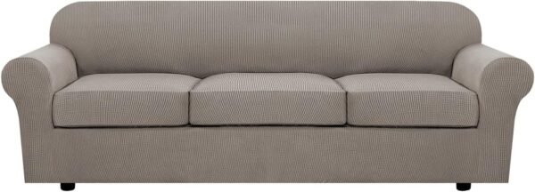 719pohnjjFL._AC_SL1500.jpg H.VERSAILTEX 3 Piece Stretch Sofa Covers for 2 Cushion Sofa Couch Covers for Living Room Furniture Cover (Base Cover Plus 2 Seat Cushion Covers) Thicker Jacquard Fabric(Large Sofa, Grey)