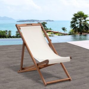 71A7L0Ni5DL._AC_SL1500.jpg Patio Lounge Chair Outdoor Beach Chair Set of 2, Beach Sling Chair Patio Chairs Set of 2 , Wooden Folding Outdoor Chairs for Outside, 3 Level Height Adjustable, Portable Reclining Beach Chair