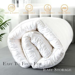 WhatsBedding 3 Inch Memory Foam Mattress Topper Full Size for Pressure Relief, Premium Fluffy & Soft Shredded Memory Foam Filled Pillow Top, Anti-Slip Bottom, 4 Anchor Elastic Bands, 54x75