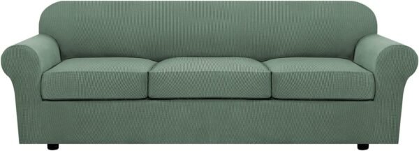 71BG2L184UL._AC_SL1500.jpg H.VERSAILTEX 3 Piece Stretch Sofa Covers for 2 Cushion Sofa Couch Covers for Living Room Furniture Cover (Base Cover Plus 2 Seat Cushion Covers) Thicker Jacquard Fabric(Large Sofa, Grey)
