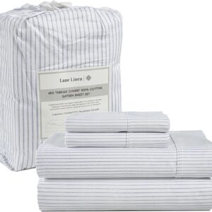 LANE LINEN Queen Sheet Set, 4 Pc Queen Size Sheets Set, 450 Thread Count 100% Cotton Sheets, Cooling Sheets Queen Size, Soft and Breathable Bed Sheets Queen, Deep Pocket Queen Sheets - Ivory