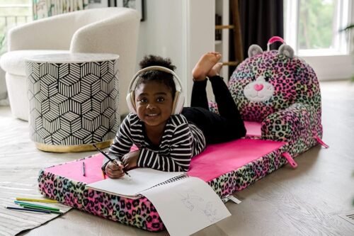 71CGbf-b5zL._AC_SL1500.jpg Soft Landing Elite Premium Character Sofa Seat & Transformable Fold-Out Lounger with Carrying Handle – Leopard