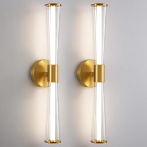 KAISITE Gold Bathroom Light Fixture - Modern Bathroom Vanity Light Dimmable LED Bathroom Sconce Wall Lighting Fixture with Double Layer Shades 13W 4000K 23inch Bath Vanity Light Bar Over Mirror