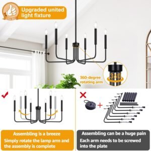 71ChJXXw-9L._AC_SL1500.jpg Black Chandelier, 6-Light Farmhouse Chandelier for Dining Room Lighting Fixtures Hanging, Dining Light Fixtures Industrial Modern Chandelier for Bedroom, Foyer, Hall, Kitchen, Living Room and Entryway