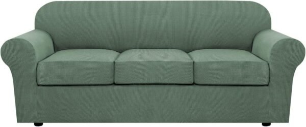 71EQ-2rg8RL._AC_SL1500.jpg H.VERSAILTEX 3 Piece Stretch Sofa Covers for 2 Cushion Sofa Couch Covers for Living Room Furniture Cover (Base Cover Plus 2 Seat Cushion Covers) Thicker Jacquard Fabric(Large Sofa, Grey)