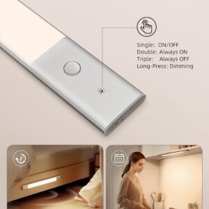 Motion Sensor Cabinet Light,48LED Detachable Battery Powered Operated Dimmable Closet Lights, Rechargeable Wireless Under Counter Lighting,Night Light for Stairway,Kitchen,Wardrobe,Cupboard