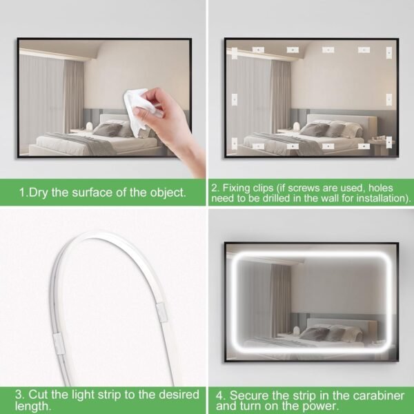 71Eekqg8zgL._AC_SL1500.jpg Lamomo LED Vanity Mirror Lights, Hollywood Waterproof Makeup Light for Bathroom, 6.56FT/2M 6000K Dimmable 12V Strip Lights Mirror Lighting for Makeup Vanity Table (Mirror Not Included)