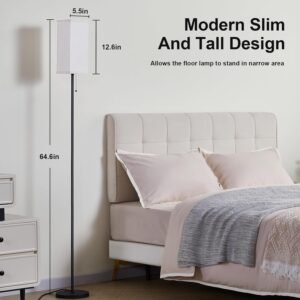 71FH1vv4k1L._AC_SL1500.jpg Tall Floor Lamp with Linen Shade - 3 Color Temperature, Black, LED Bulbs, Pull Chain Switch, Easy Assembly