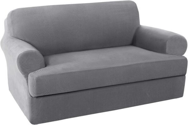 H.VERSAILTEX High Stretch Jacquard 2 Pieces Sofa Cover Couch Cover Furniture Sofa Slip Covers for Living Room, Polyester Spandex Jacquard Fabric Suit for T Cushion/Box Cushion (Sofa 72"-88", Navy)