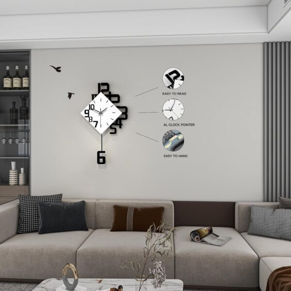 71FTudqjaxL._AC_SL1500.jpg Decorative Wall Clock for Living Room Decor Large Modern Wall Clocks with Pendulum Battery Operated for Bedroom Office Kitchen Home Black Wood Silent Wall Clock Non Ticking 11.8 * 19.7"