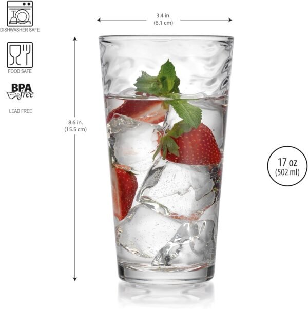 Drinking Glasses Set of 10 Highball Glass Cups, Premium Glass Quality Coolers 17 Oz. Glassware. Ideal for Water, Juice, Cocktails, and Iced Tea. Dishwasher Safe.…
