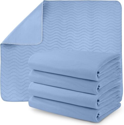 71GxCHM6Y1L._AC_SL1500.jpg Utopia Bedding Waterproof Incontinence Bed Pads 34 x 52 Inches (Pack of 4, Blue), Washable and Reusable Underpads for Adults, Elderly and Pets, Absorbent Protective Pads