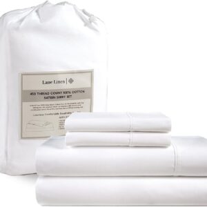 LANE LINEN Queen Sheet Set, 4 Pc Queen Size Sheets Set, 450 Thread Count 100% Cotton Sheets, Cooling Sheets Queen Size, Soft and Breathable Bed Sheets Queen, Deep Pocket Queen Sheets - Ivory